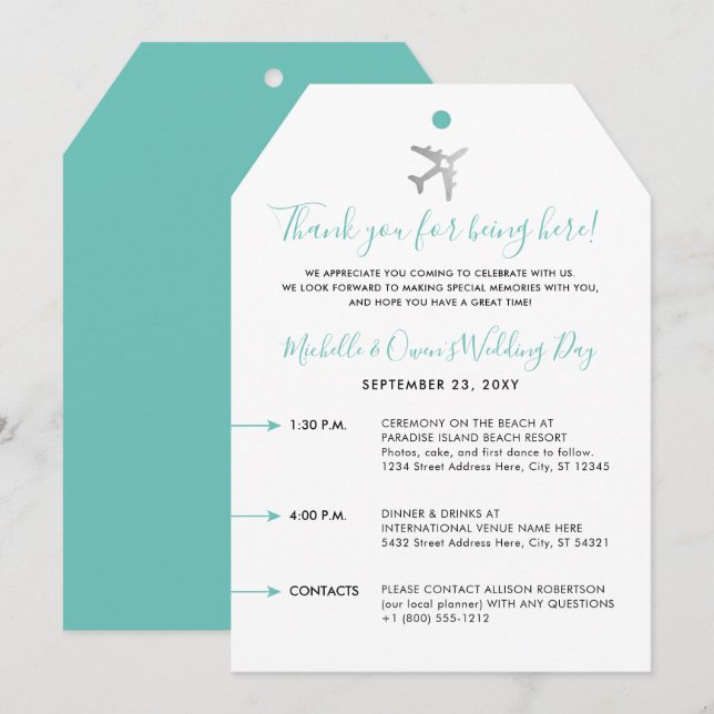 Baguette de bienvenue Destination Mariage Carte It (Devant / Derrière)