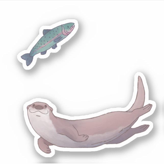 Baguette de la rivière Cute et Sticker de truite (Devant)