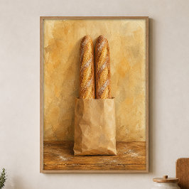 Baguette-Paar auf Papier Aquarellposter Poster
