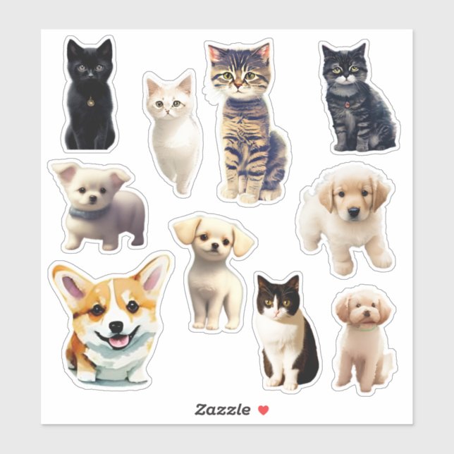 Baguettes mignonnes et chatte Stickers (Feuille)