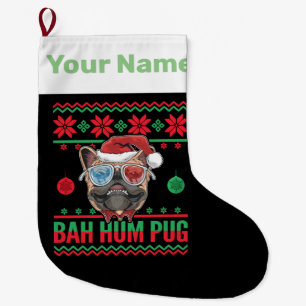 Bah Hum Mops Ugly Christmas Eltern von Möpsen Großer Weihnachtsstrumpf