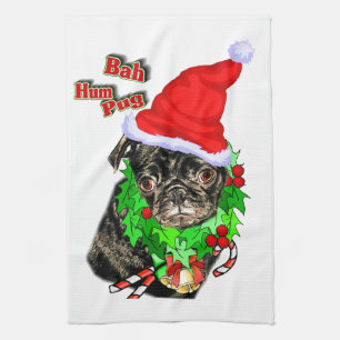 Bah Hum Mops Weihnachten Geschirrtuch