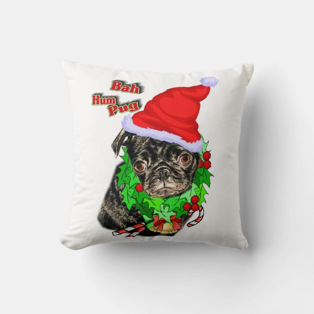 Bah Hum Mops Weihnachten Kissen (Vorderseite)