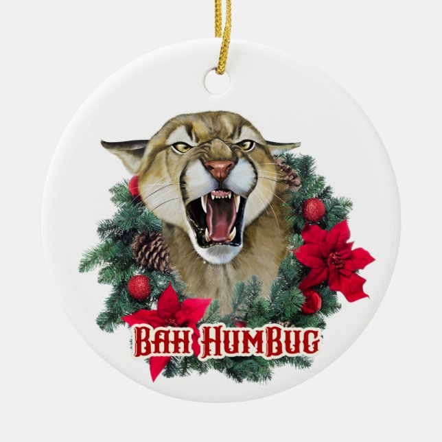 Bah Humbug Cougar Keramik Ornament (Vorne)
