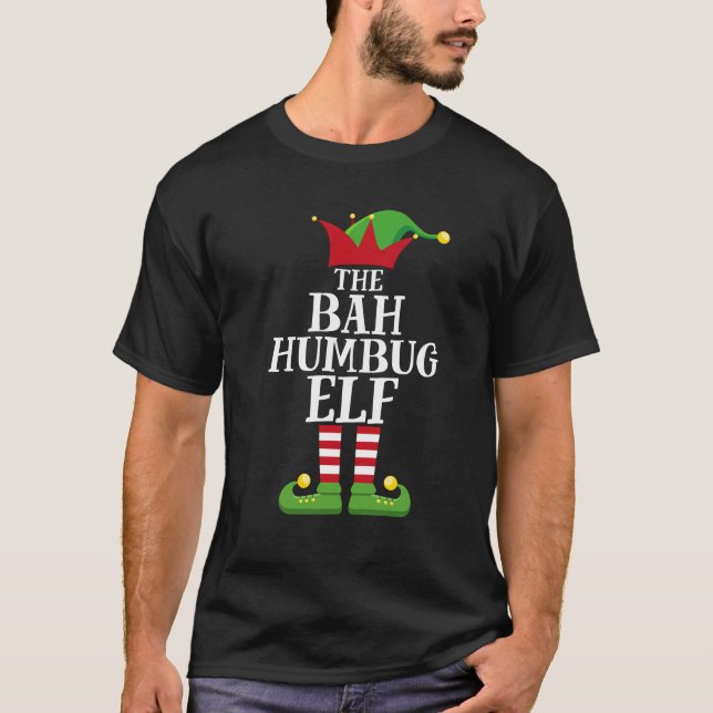 Bah Humbug Elf Familie Matching Christmas Pajama T-Shirt (Vorderseite)