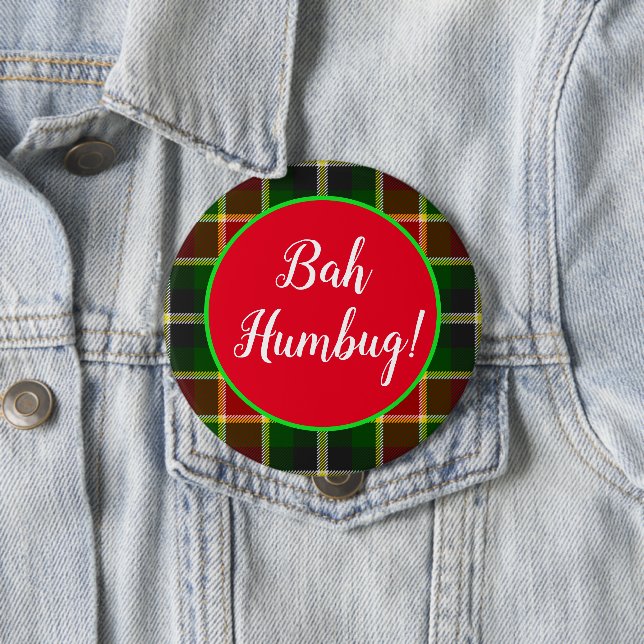 Bah Humbug Funny Christmas Kariert Button (Beispiel)