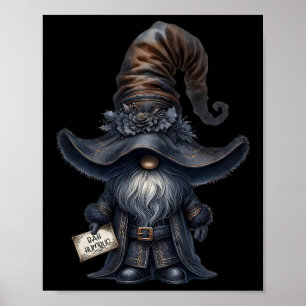 Bah Humbug Gnome in Dark Santa Outfit Funny Anti C Poster