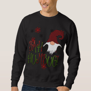 Bah Humbug Gnome Red Kariert Grumpy Holiday Christ Sweatshirt