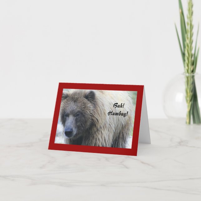 Bah! Humbug! Grizzlybär Holiday Notecard Feiertagskarte (Vorderseite)