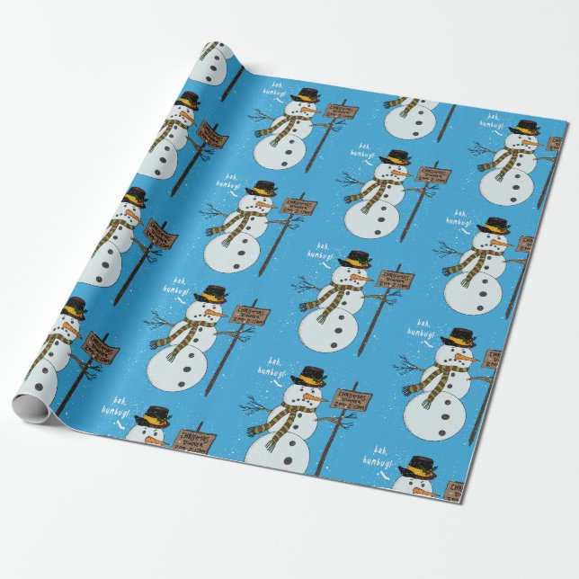 Bah Humbug Grumpy Christmas Snowman Introvert Geschenkpapier (Ungerollt)