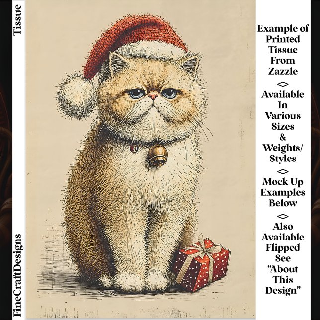 Bah Humbug Grumpy Weihnachtskatze EA9R Découpage Seidenpapier (Von Creator hochgeladen)
