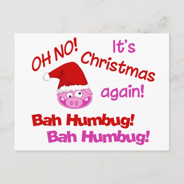 BAH HUMBUG Pig Postkarte (Vorderseite)