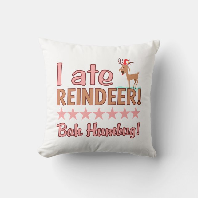 Bah Humbug Reindeer coussin personnalisé (Recto)