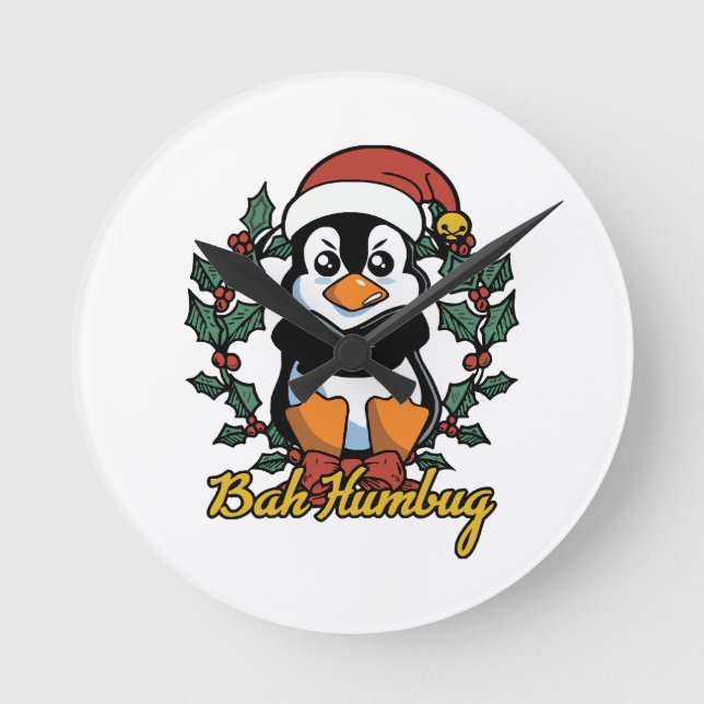 Bah Humbug Runde Wanduhr (Vorderseite)