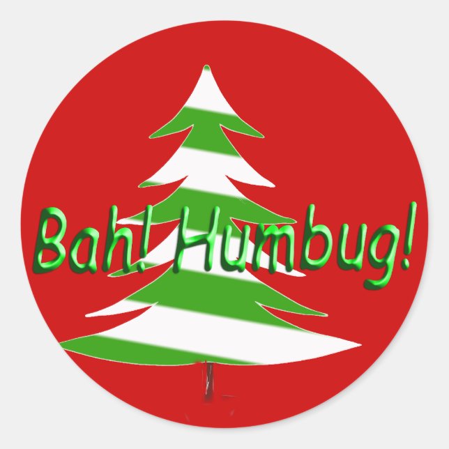 Bah! Humbug! Runder Aufkleber (Vorderseite)