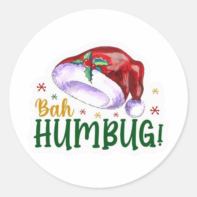 Bah Humbug Runder Aufkleber (Vorderseite)