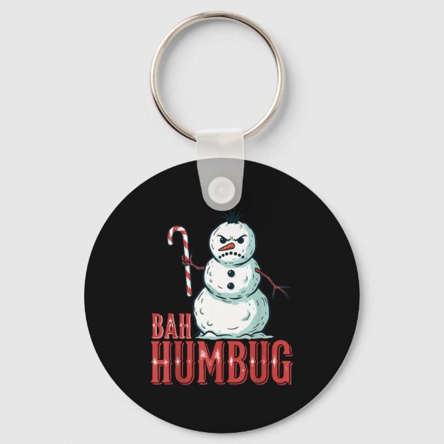 Bah Humbug Santa Hat Angry Snowman Sarcastic Chris Schlüsselanhänger (Vorderseite)