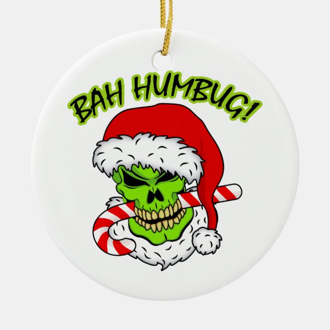 Bah Humbug-Schädel Keramikornament (Vorne)
