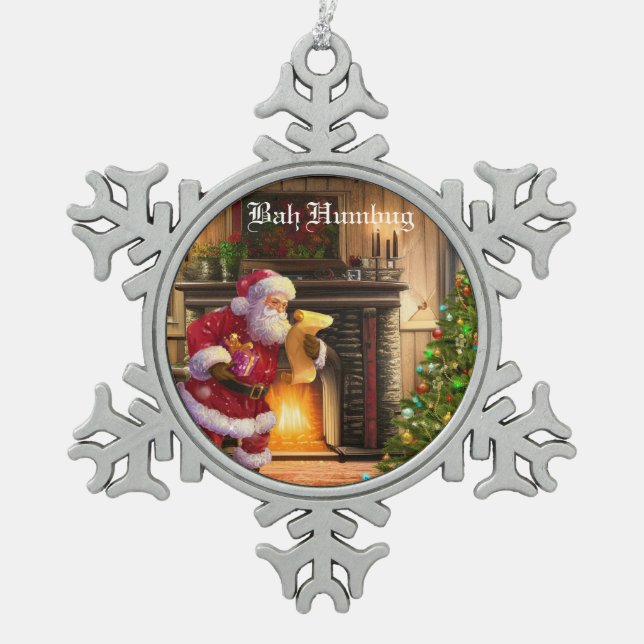 Bah Humbug Schneeflocken Zinn-Ornament (Vorderseite)