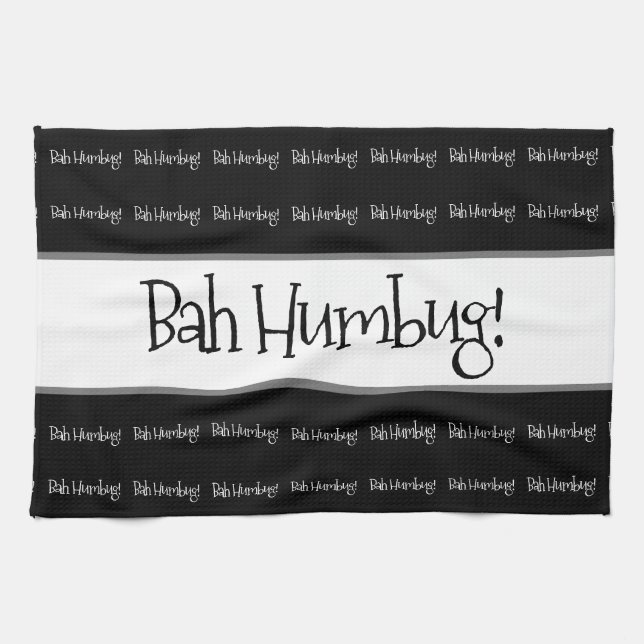 Bah humbug schwarze Weihnachten Geschirrtuch (Horizontal)
