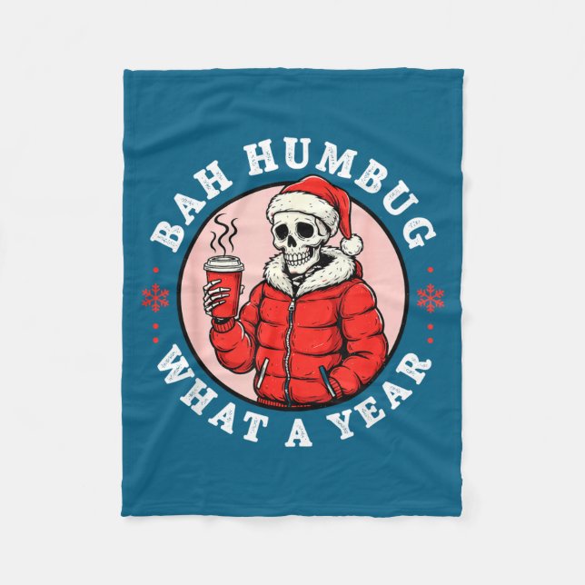 Bah Humbug Skull Hat Santa's Candy Christmas Pajam Fleecedecke (Vorderseite)