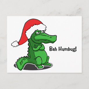 Bah Humbug! Spaß, Alligator mit Weihnachtsmannmütz Feiertagspostkarte