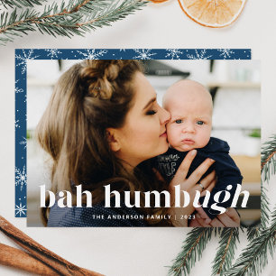 Bah Humbug Ugh Blue Funny Holiday Foto Card Feiertagskarte