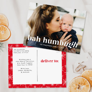 Bah Humbug Ugh Funny Foto Holiday Postcard Feiertagspostkarte