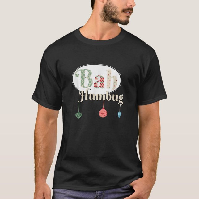 Bah Humbug X Mas Tree Ornaments Mod Retro Look  T-Shirt (Vorderseite)