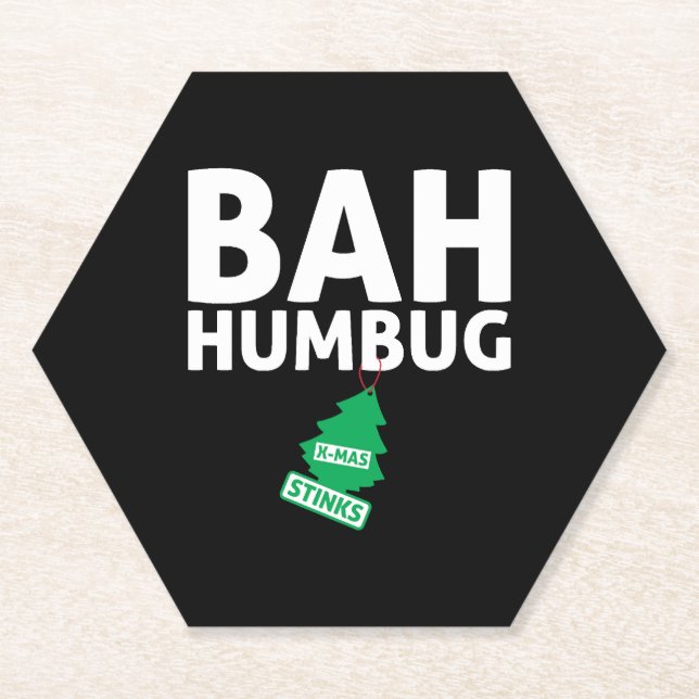 Bah Humbug Xmas stinks Funny Anti Christmas Grumpy Untersetzer (Vorderseite)
