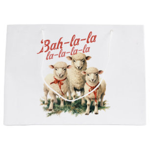 Bah La La Niedlich Retro Christmas Sheep Große Geschenktüte