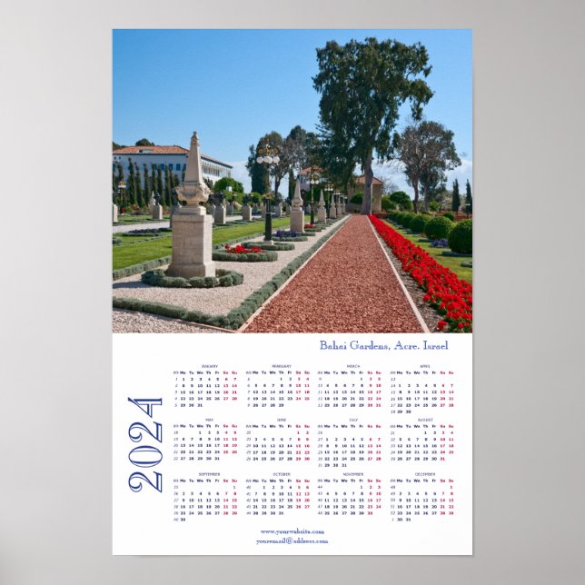 Bahai Gardens, Acre. Israël. Affiche Calendrier 20 (Devant)