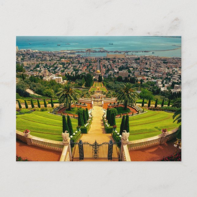 Bahai Gardens in Haifa, ISRAEL Postkarte (Vorderseite)