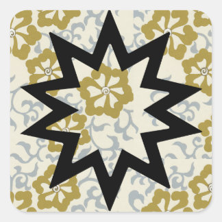 Baha'i Star auf Gold und Silber Hintergrund Quadratischer Aufkleber