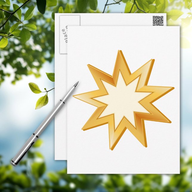 Baha'i-Symbol Postkarte (Nine pointed star, symbol of the Baha’i faith. Customize with your message.)