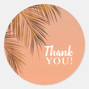 Bahama Breeze Bronze Palme Korallenpfirsich Hochze Runder Aufkleber