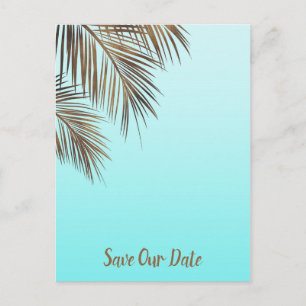 Bahama Breeze Copper Palm Aqua Blau Save The Date Ankündigungspostkarte