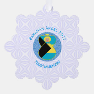 Bahama-Flagge Blonde Engel Personalisierter Text Ornament Karte