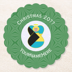 Bahama-Flagge Blonde Engel Weihnachten Personalisi Untersetzer