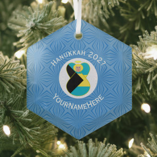 Bahama-Flaggen-Engel-Hanukkah-Blondine Ornament Aus Glas