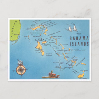 Bahama-Inseln Vintage-Tourismuskarte Postkarte