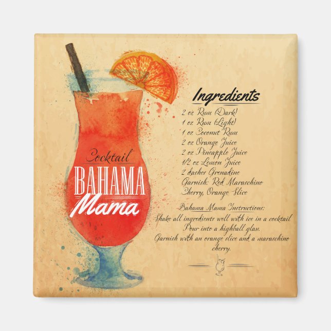 Bahama Mama Cocktail Magnet (Vorne)