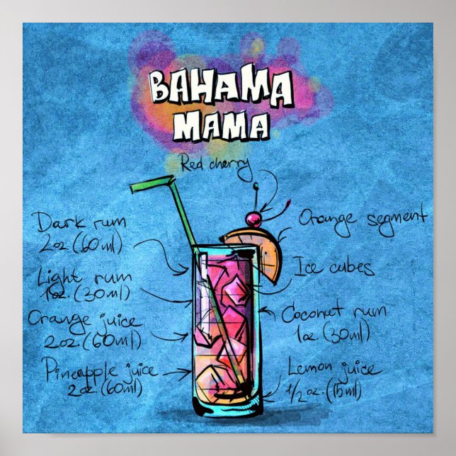 Bahama Mama Cocktail Poster (Vorne)