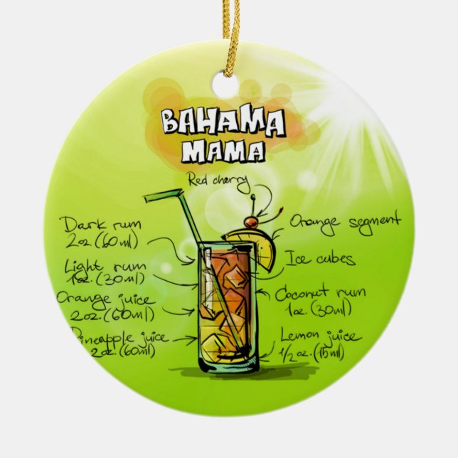 Bahama Mama Cocktail Rezept Keramikornament (Vorne)
