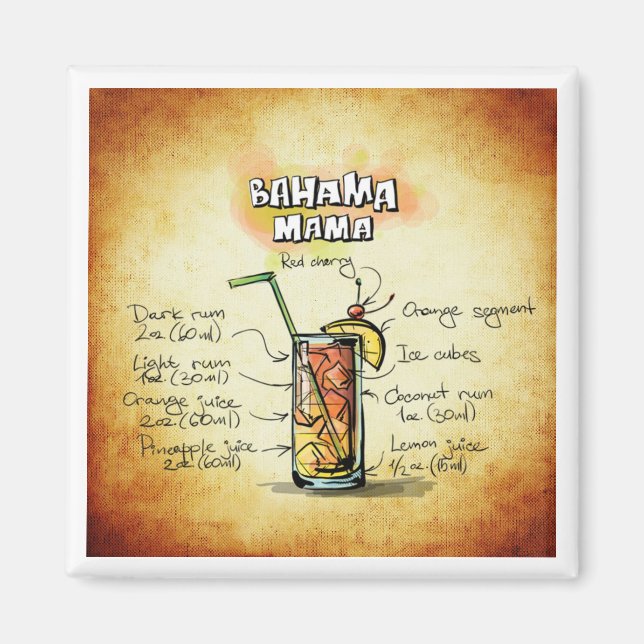 Bahama Mama Cocktail Rezept Magnet (Vorne)