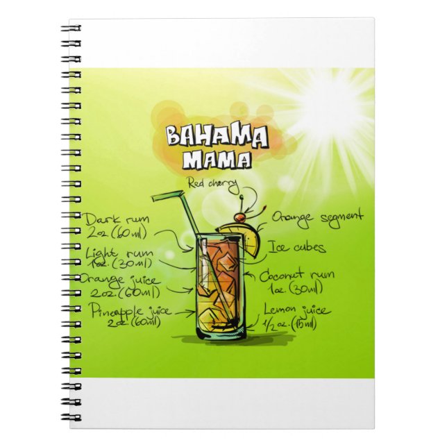 Bahama Mama Cocktail Rezept Notizblock (Vorderseite)