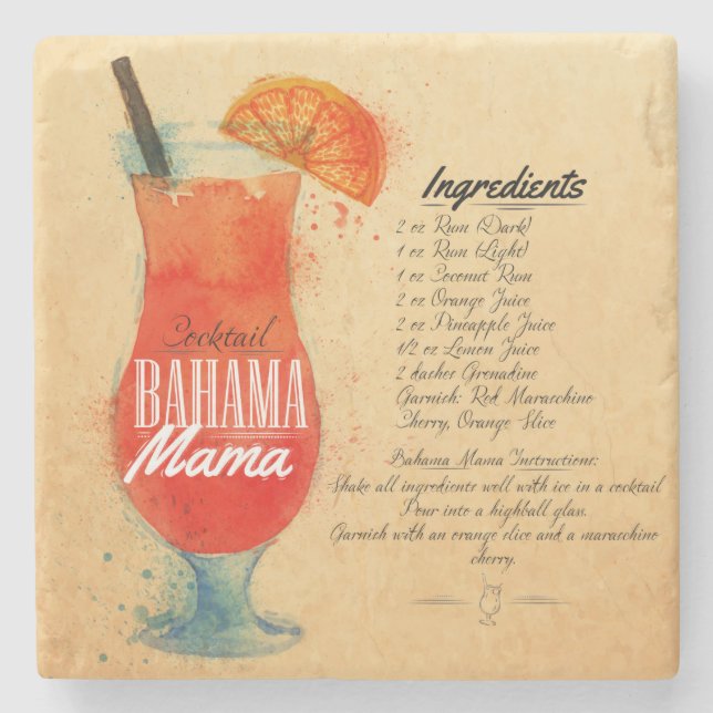 Bahama Mama Recipe Steinuntersetzer (Vorderseite)