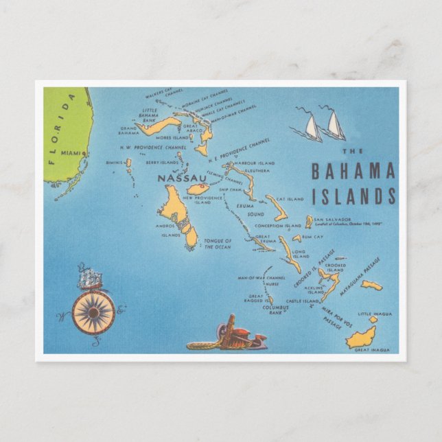 Bahama Vintager Tourismus Postkarte (Vorderseite)