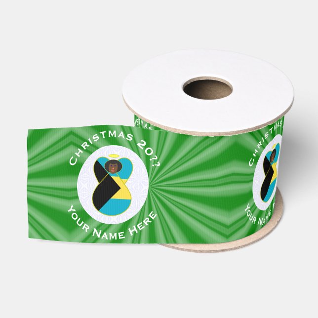 Bahaman Flag Christmas Black Angel personalisieren Ripsband (Spule)