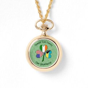 Bahaman Irish USA Kleeblatt Personalisiert Armbanduhr
